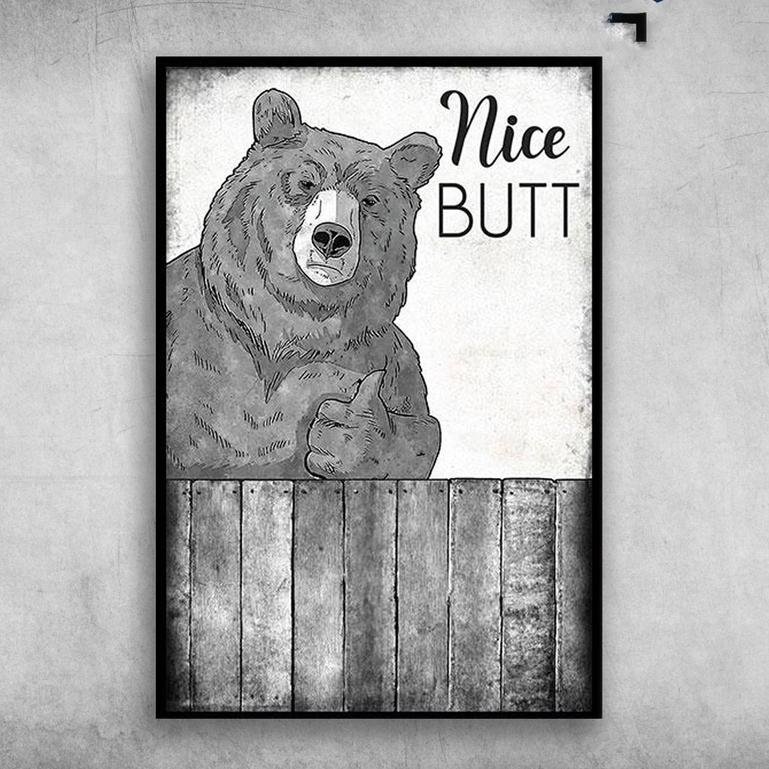 Bear White - Nice Butt Restroom 11 x 17 Inch Poster - Walmart.com