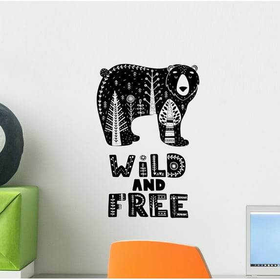 Bear Wild and Free Wall Decal Wallmonkeys Peel and Stick Animal Graphics (12 in H x 10 in W) WM502849