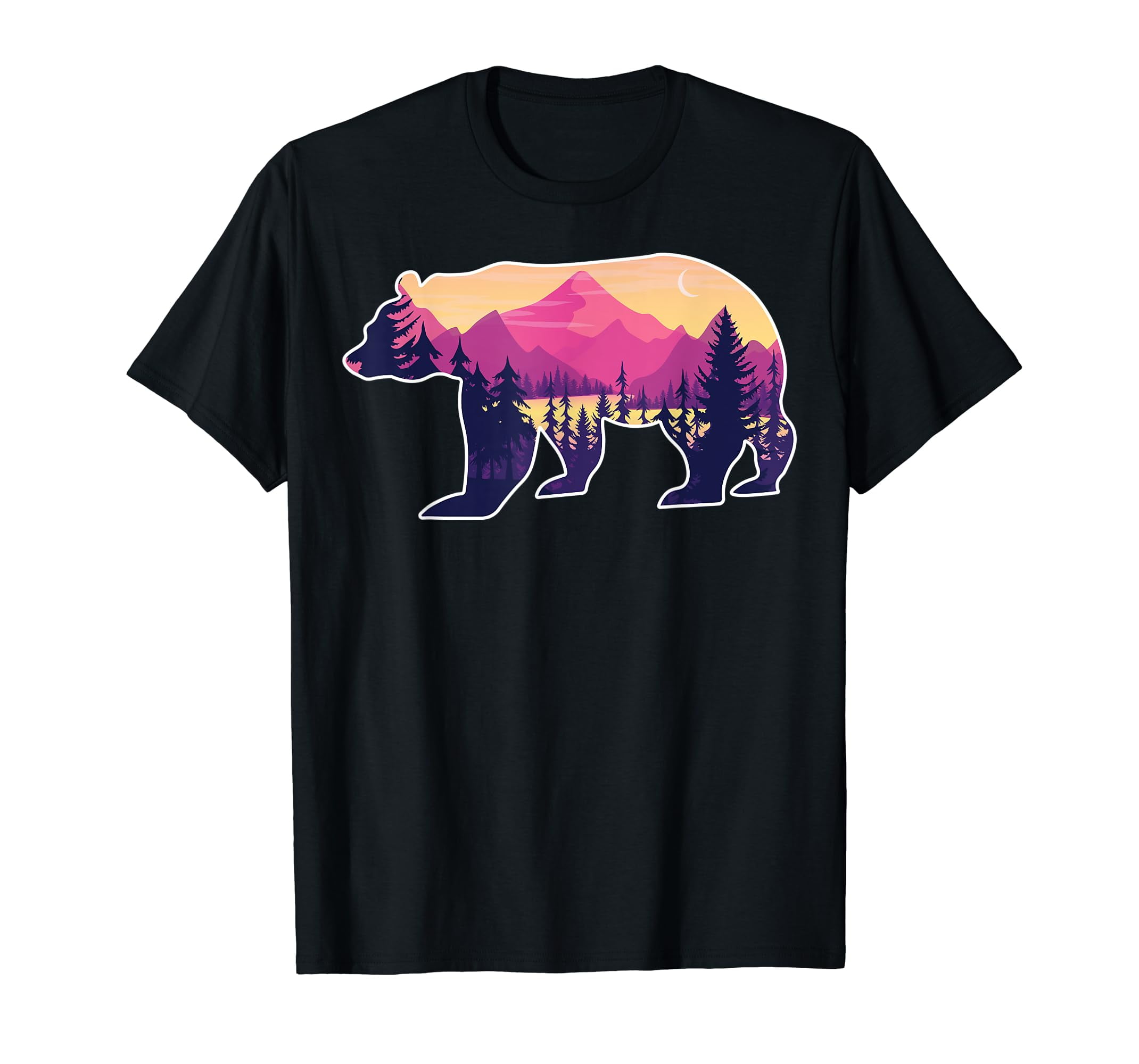 Bear Wildlife Animal Mountain Treeline Hike Surreal Nature T-Shirt ...