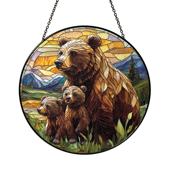 Bear Wildlife Stained Glass Style Suncatcher – Home Decor