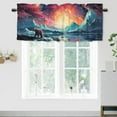 thumbnail image 1 of Bear Window Curtain Valances Rustic Cabin Cute Animal Bear Colorful Starry Sky Privacy Window Valances for Living Room Kitchen 54 by 18 in, 1 Panel, 1 of 6