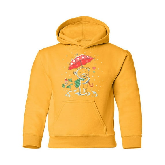 Bear With An Umbrella Hoodie Juniors -Image by Shutterstock, Small