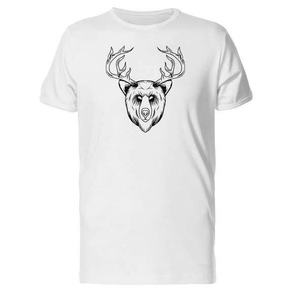 Bear With Antlers B&w Tee Men's -Image by Shutterstock