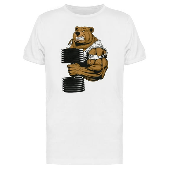 Bear With Big Dumbbell T-Shirt Men -Image by Shutterstock, Male 3X-Large