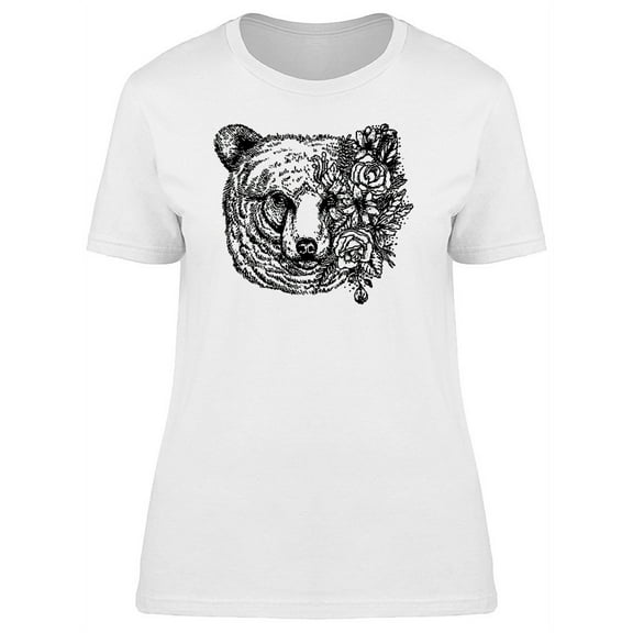 Bear With Flower Head T-Shirt Women -Image by Shutterstock, Female Medium