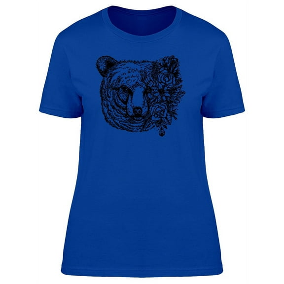 Bear With Flower Head T-Shirt Women -Image by Shutterstock, Female XX-Large