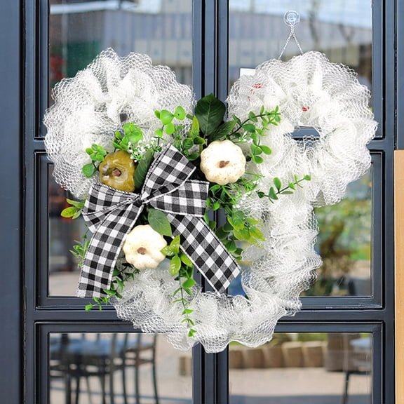 Bear Wreath, Outdoor Easter Wreath Mesh Ribbon Bow Spring Door Decor, Cute Animal Face Wreath for Front Door, Fence Garden Wall Hanging Decoration for Home Porch Balcony, Easter Party Supply