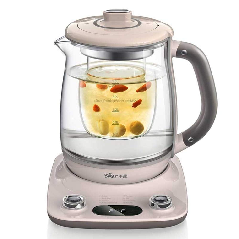 Bear YSH-C18R1 Health- Care Beverage Tea Maker and Kettle,Electric kettle with infuser, Durable 316 Stainless Steel & Glass Brew Cooker Master,8-in-1 Programmable, 1.8L,Pink