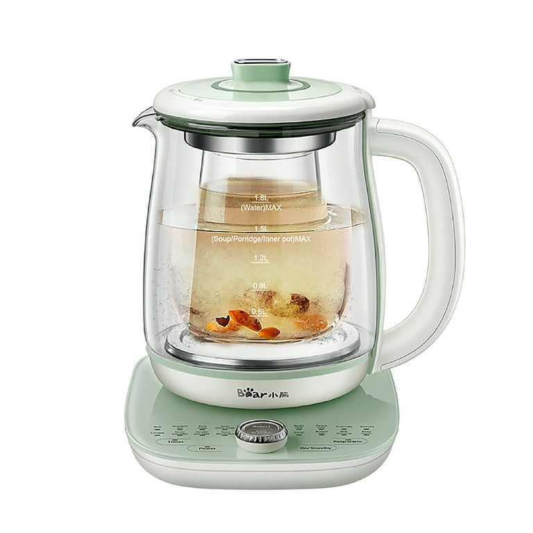 Bear YSH-C18S2 Health Pot, Electric Kettle Tea Maker with Infuser, Glass  Kettle & Stew Pot, 16 Menus 1.8L 120V, Green