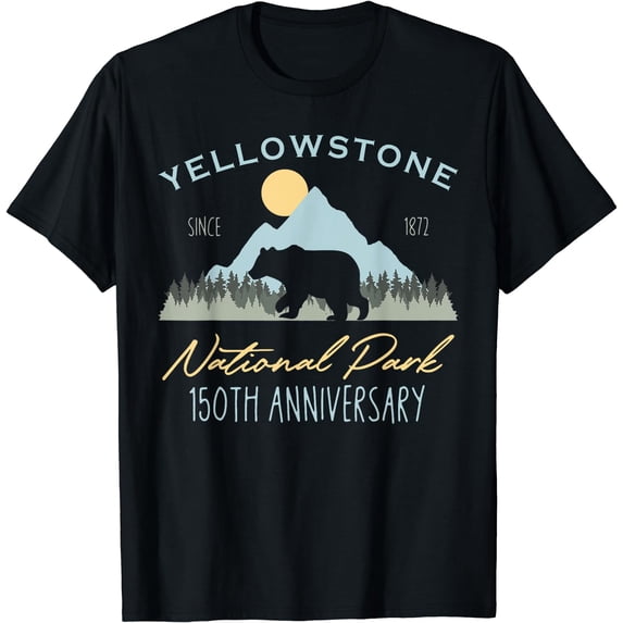 Bear Yellowstone National Park 150th Anniversary T-Shirt Black Small