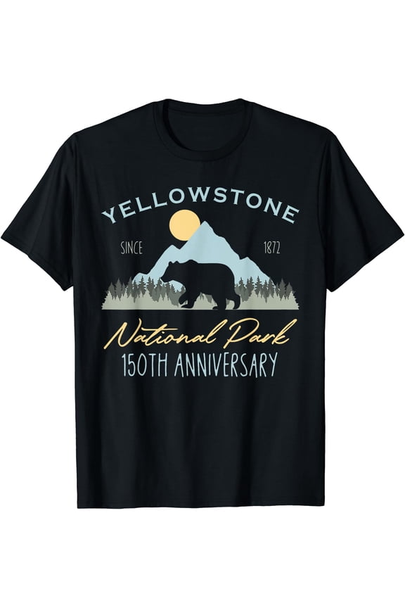 Bear Yellowstone National Park 150th Anniversary T-Shirt Black Small