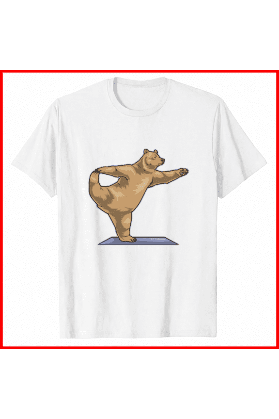 Bear Yoga Mat Graphic Tee Mindfulness Wellness Fitness Exercise,for unisex up to 5XL