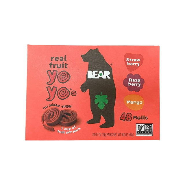 Bear Yoyos Real Fruit Rolls Snacks Variety Pack: Raspberry, Strawberry ...