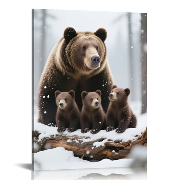 Bear and Cubs Love Family Canvas Prints Wall Art for Living Room Bathroom Bedroom Office, Art Print Painting for Home Decorations
, Canvas Wall Art