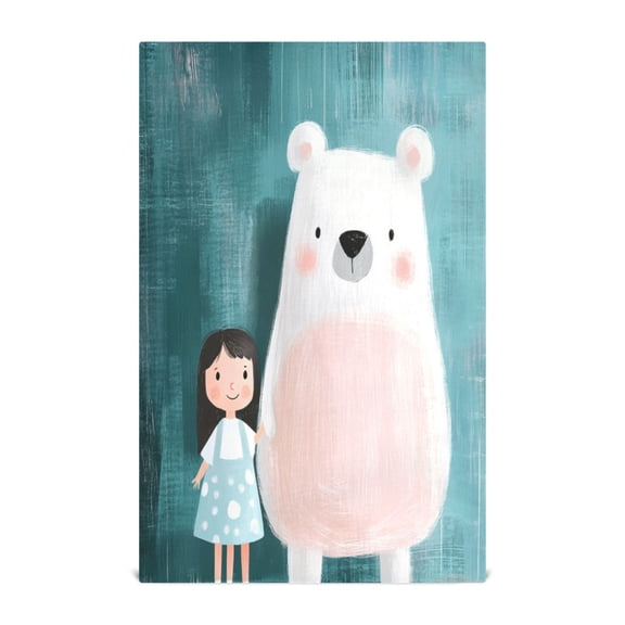 Bear and Kid Decorative Waffle Towel Kitchen Dishcloth 28x18in Multi-Use Tea Towel