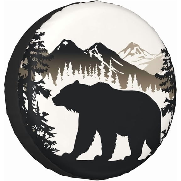 Bear and Mountain Spare Tire Cover Wheel Protectors for Decoration and Weather Protection for Trailers Rv SUV Truck Campervan Travel Trailer