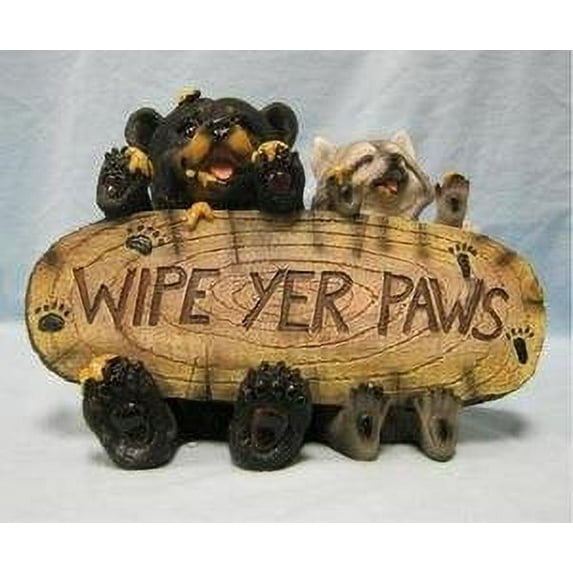 Bear and Raccoon WIPE YER PAWS Figurine