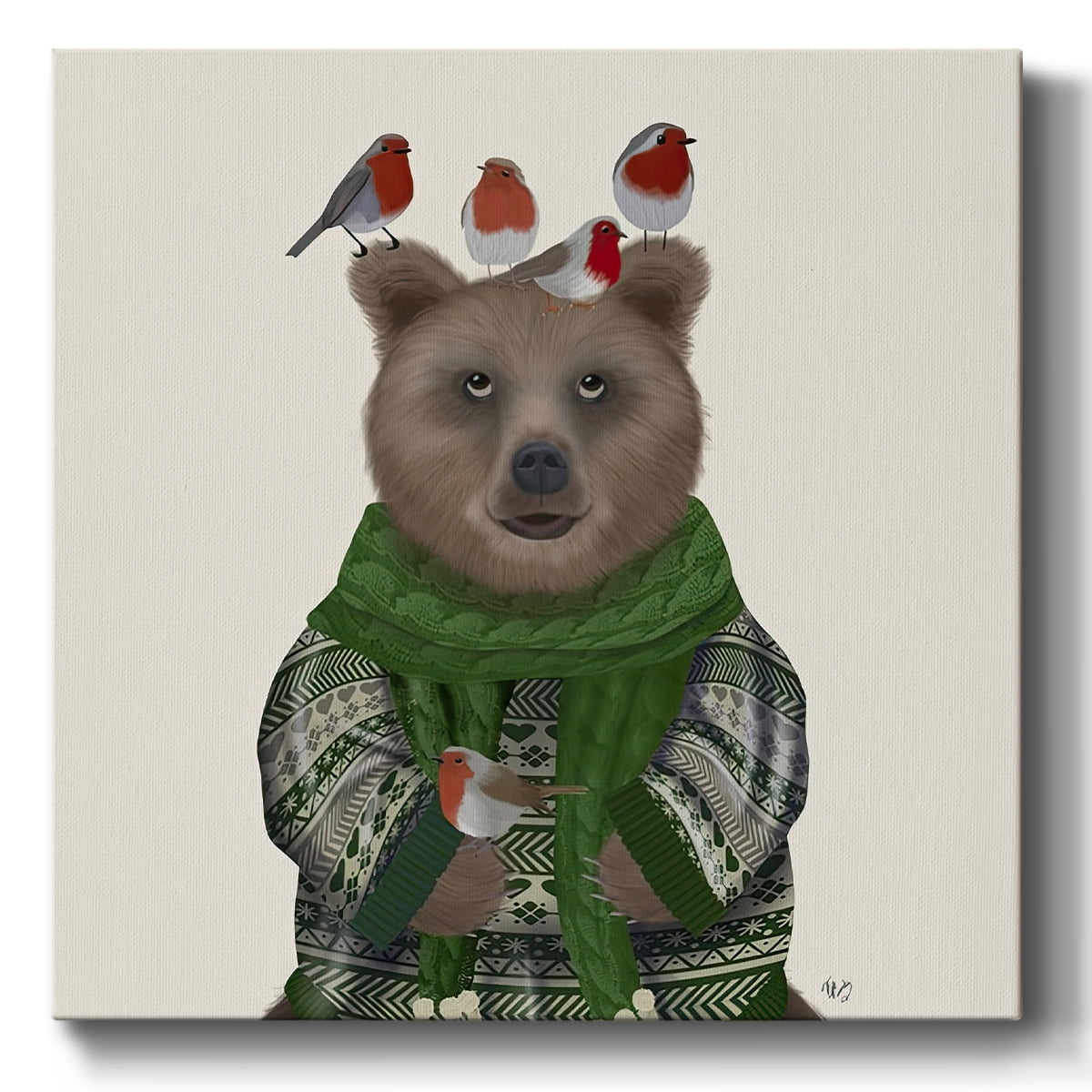 Bear and Robins- Gallery Wrapped Canvas