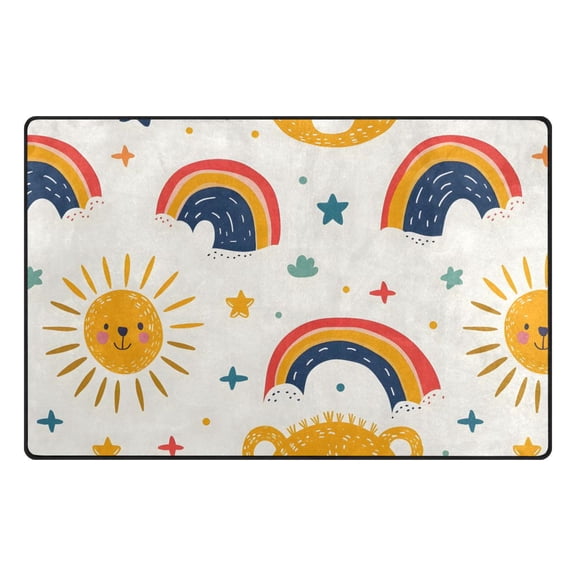 Bear and Sun Rainbow Memory Foam Area Rug 31"x20" Non Slip, Absorbent, Fade Proof for Living Room, Bedroom, Office