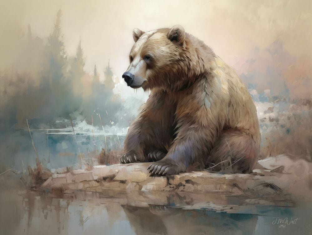 Bear by the bank Poster Print - Jay Bryant Ward (32 x 24) - Walmart.com