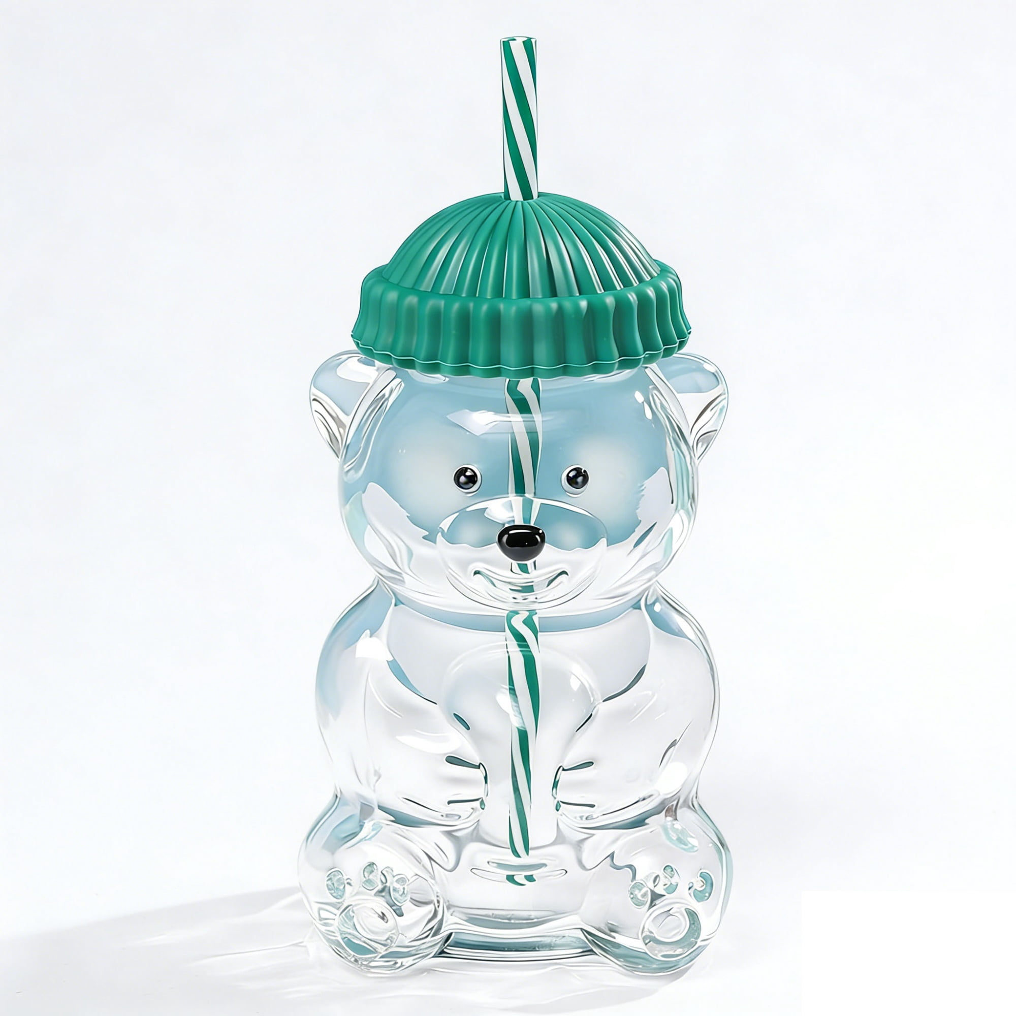 Bear glass cup,high borosilicate glass bear cup with straw and lid ...