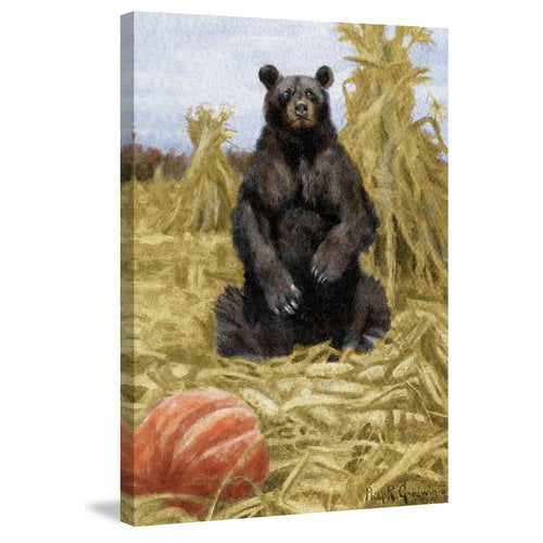 "Bear in Hay" Painting Print on Wrapped Canvas