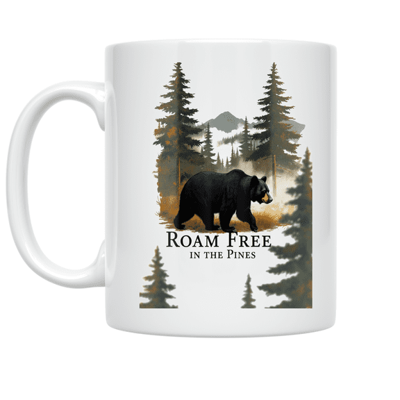 Bear in Misty Forest - Nature Lover - 11 oz Ceramic Coffee Mug