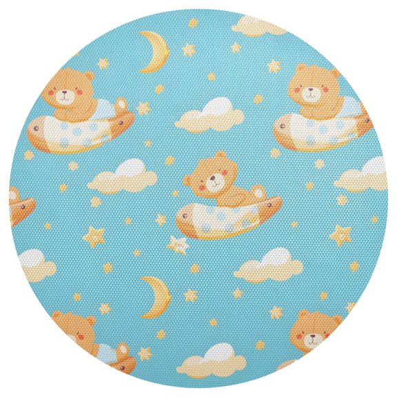 Bear in Sky Round Placemats Set of 6 Woven Non-Slip Washable Heat Resistant Table Mats 15.4 Inch for Kitchen Dining Decor