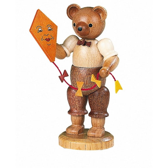 Bear, male with kite, height 10 cm / 4 inch, original Erzgebirge by Mller Seiffen