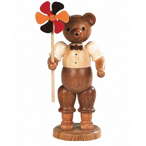 Bear, male with wind wheel, height 11 cm / 4 inch, original Erzgebirge by Mller Seiffen