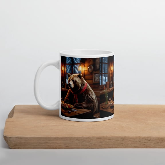 Bear's Dinner Time, Generic, Coffee, Tea, Ceramic, White Glossy Mug