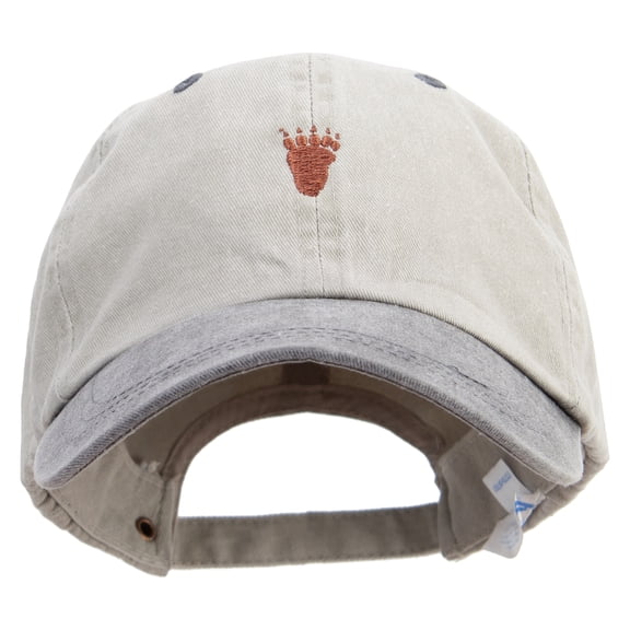Bear's Footprint Embroidered Pigment Dyed Wash Cap - Beige Black OSFM
