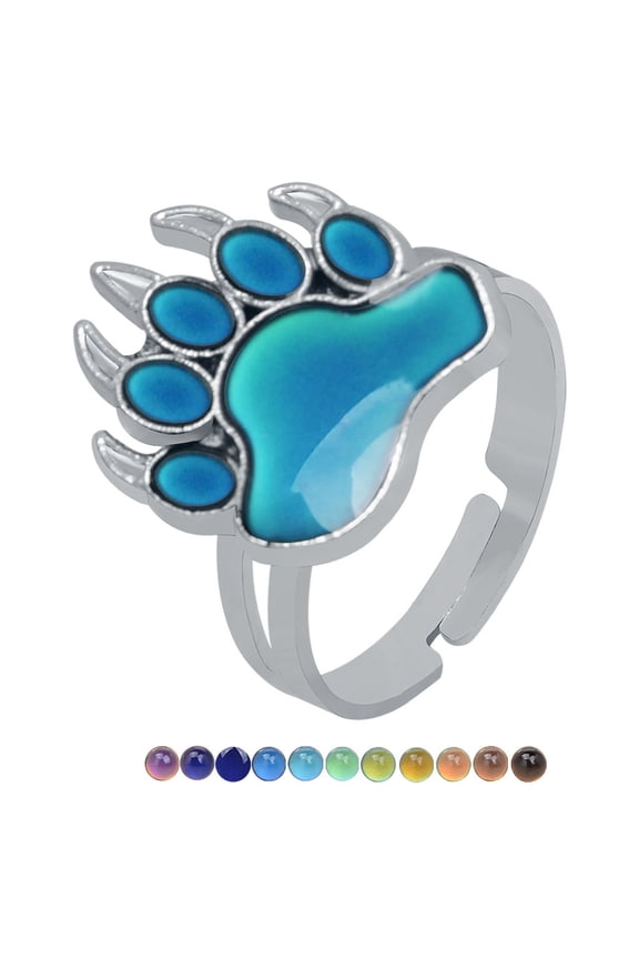 Bear's Paw Color Change Mood Rings Temperature Emotion Feeling Rings Bands Women