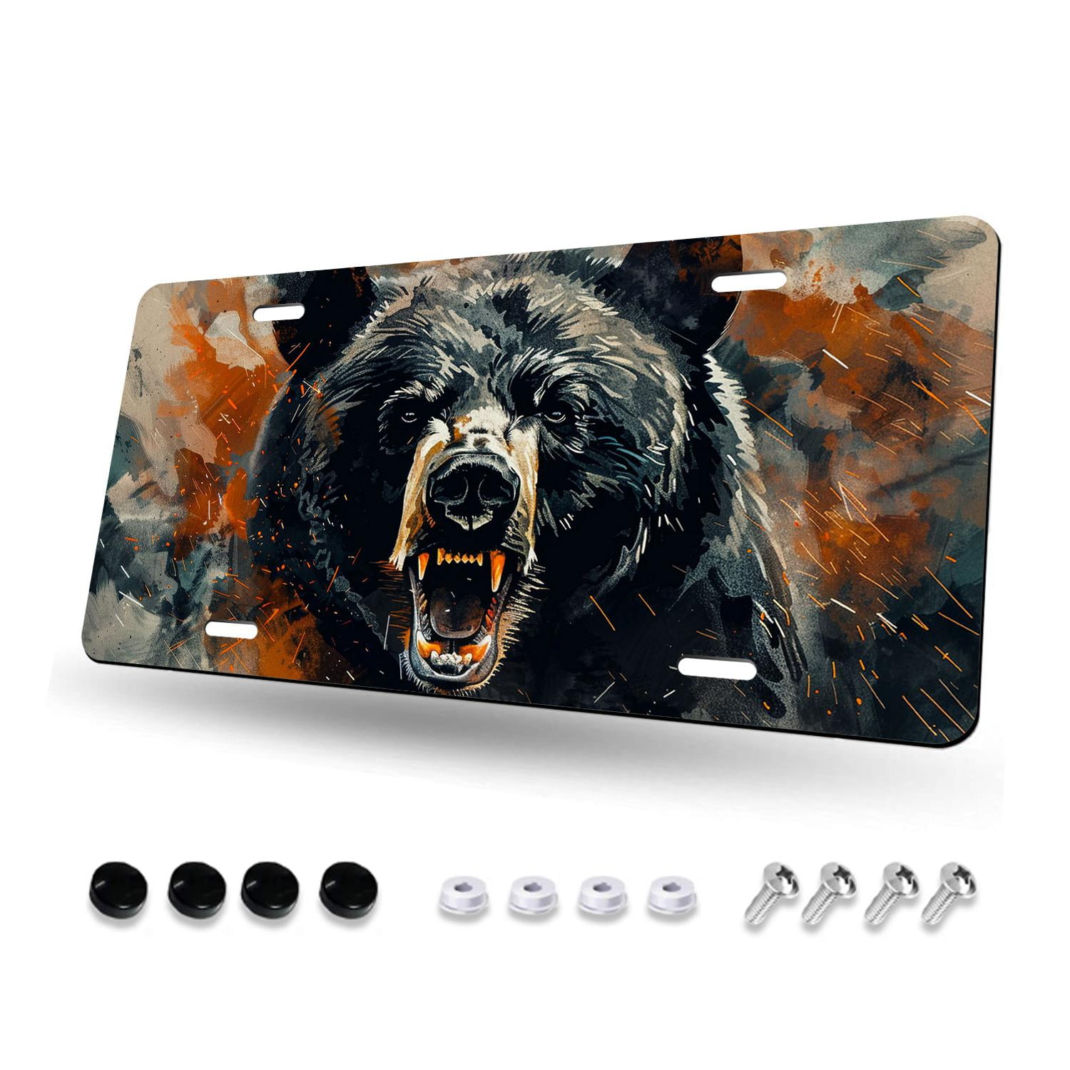 Bear silhouette pattern Chic Plate Cover, Decorative Aluminum Novelty