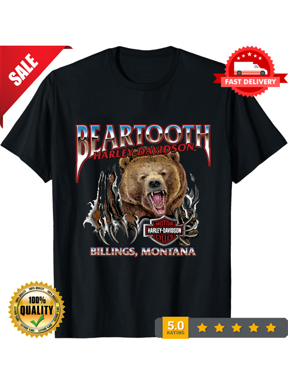 Bear-tooth Harley Motorcycles Bear Graphic Tee Billings Montana Motorcycle Shirt, ULTRA LIMITED-TH84144