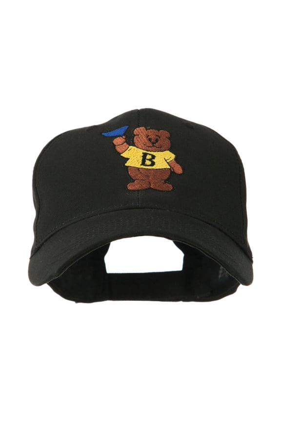 Bear with Blue Flag Mascot Embroidery Cap - Black OSFM