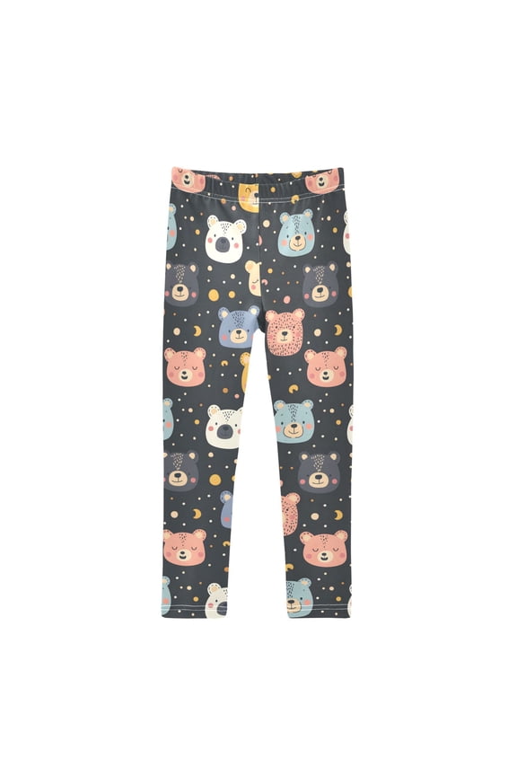 Bear with Face Printed Leggings Yoga Pants for in 4t to 10t