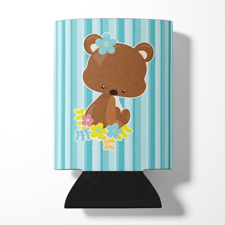 Bear with Flowers Can or Bottle Hugger