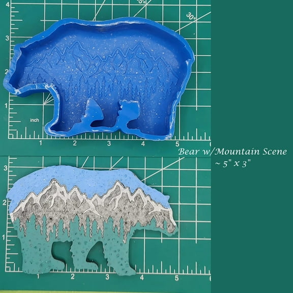 Bear with Mountain Scene Silicone Freshie Mold