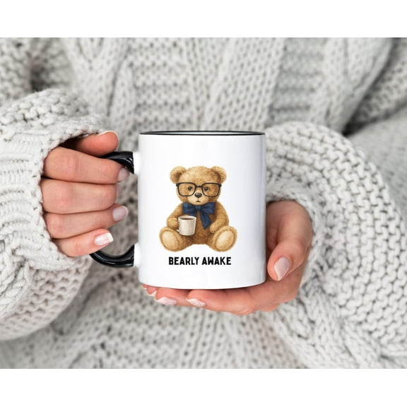 Bear1ly Awake Teddy Bear Mug 11oz 15oz Cute Funny Coffee Cup TeaC1her Mom Dad Gift Cozy Tea Lover Mug Coworker GifT1 Idea