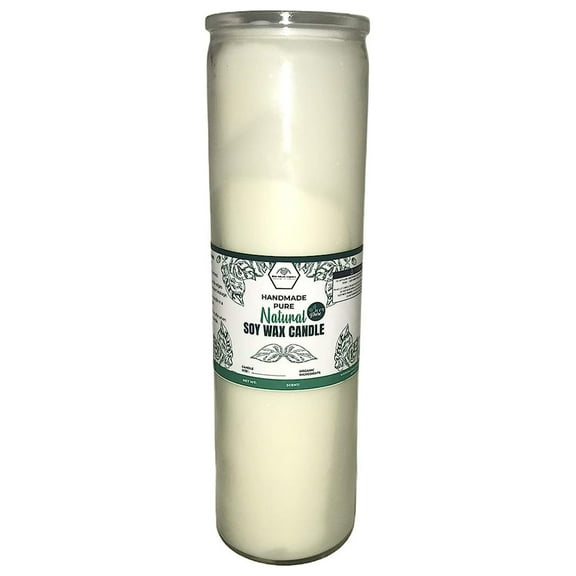 BearNaturalOrganics 7 Day Candle Prayer Glass Unscented All Natural Pure Organic Vegan Dye Free Soy Wax 2 inches x 9 inches Pillar candle 12 Pack