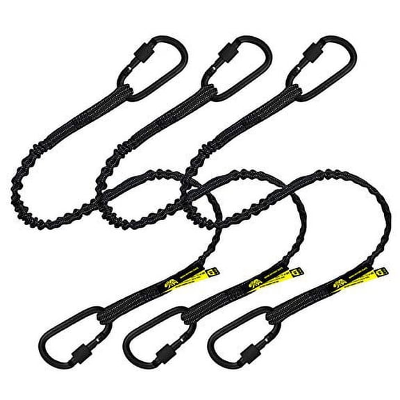 BearTOOLS Safety Lanyard, Dual Carabiner, Black 3 Pack