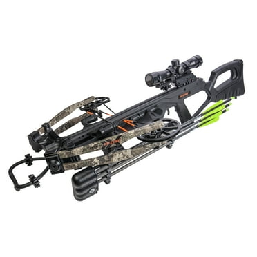BearX Intense Ready to Shoot Crossbow Package with Scope, Quiver, Bolts, Cocking Rope, and Wax, Strata Finish