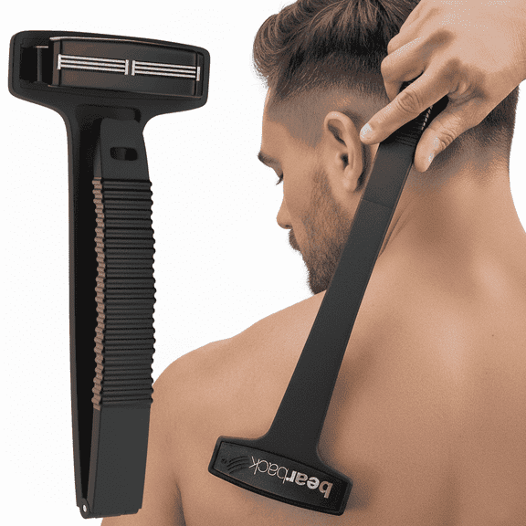 Bearback Back Shaver for Men, Pivoting Triple Blade, Folding 17" Handle