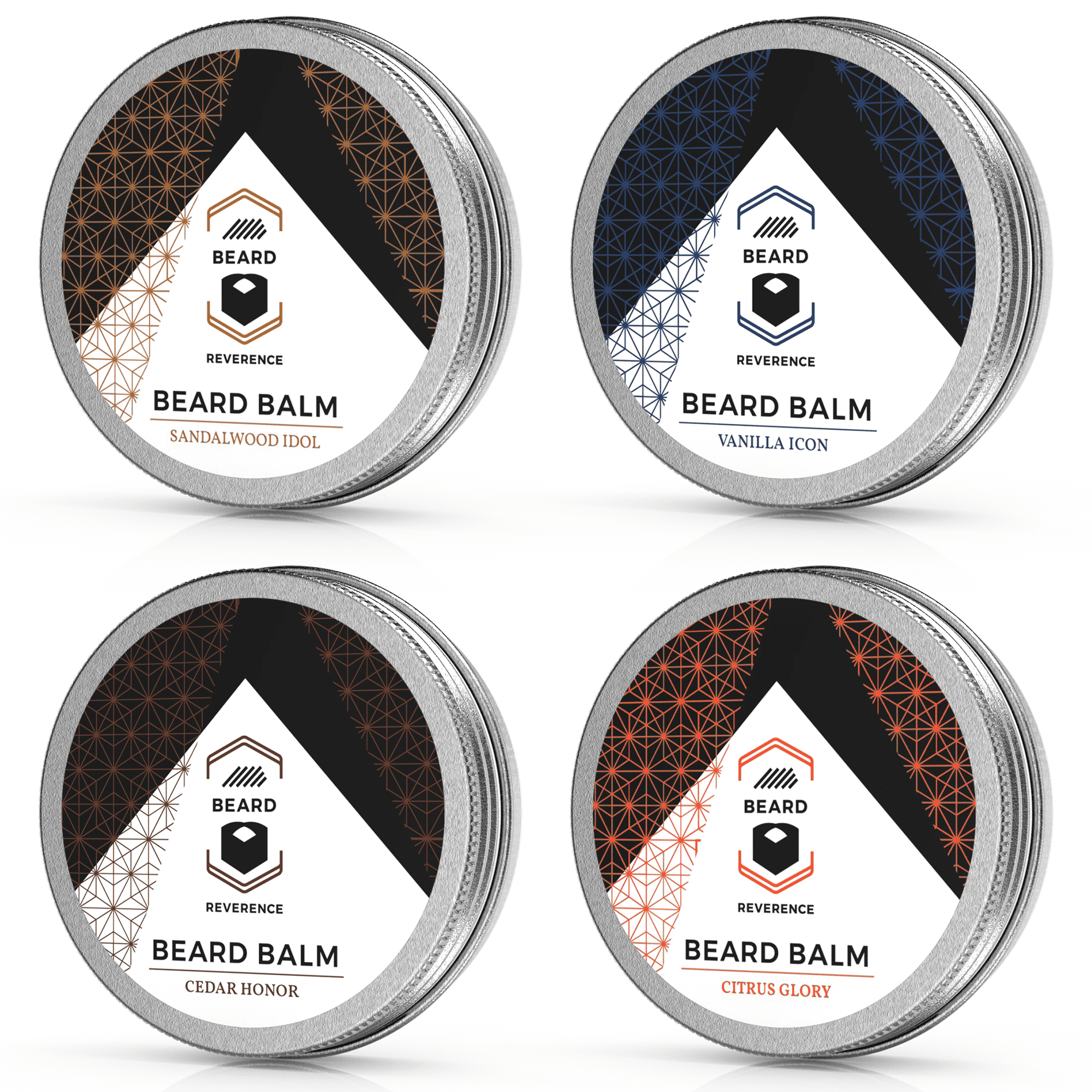 Beard Balm Scented Variety Pack of 4 (Vanilla, Sandalwood, Citrus, Cedarwood) 4oz Total