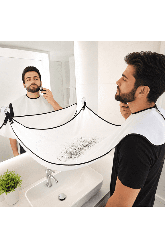 Beard Bib for Men Waterproof Shaving Cape with 2 Suction Cups & Storage Bag Hair Catcher Grooming Apron
