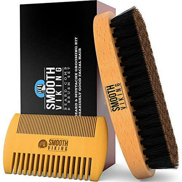 Beard Brush for Men â€“ With Wild Boar Bristles for Easy Grooming â€“ Facial Care Hair Comb for Beards & Mustache Conditioning, Styling & Maintenance â€“ Distributes Products & Natural Wax