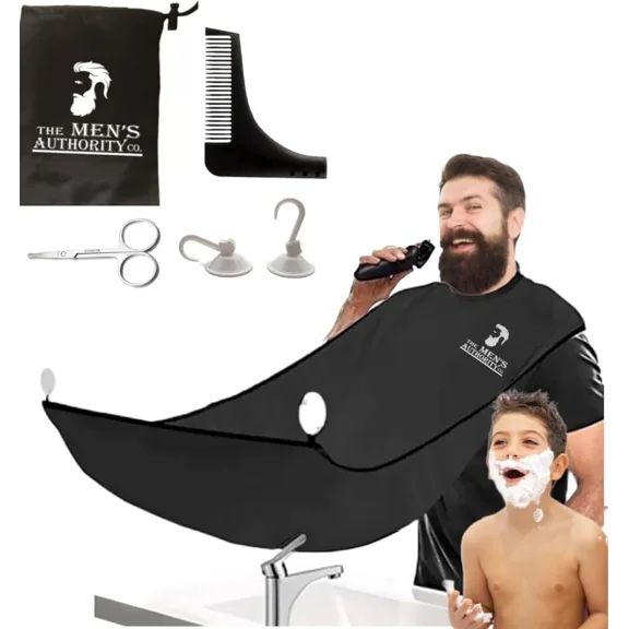 Beard Cape Bib Catcher Apron Barber Shaving Cloth Set For Men Trimmer Suction