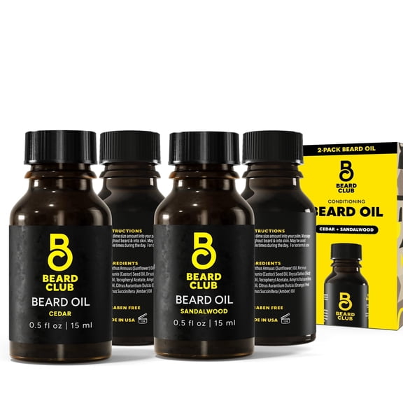 The Beard Club Cedar and Sandalwood Beard Oil for Men, Moisturizer and Conditioner, Duo Pack