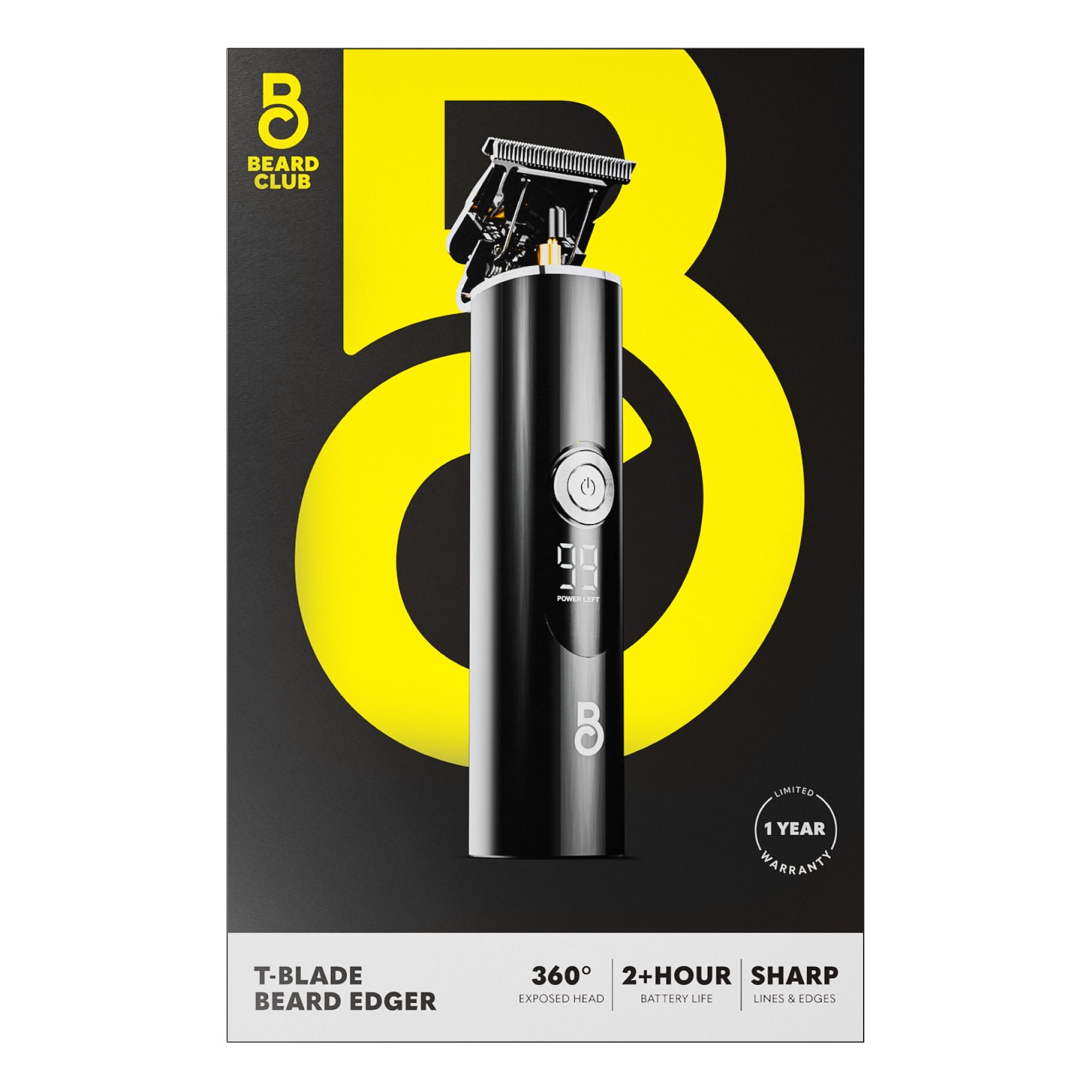 The Beard Club T-Blade Beard Edger Hair Clippers for Men, Electric Shaver Cordless Liner, 7.2oz